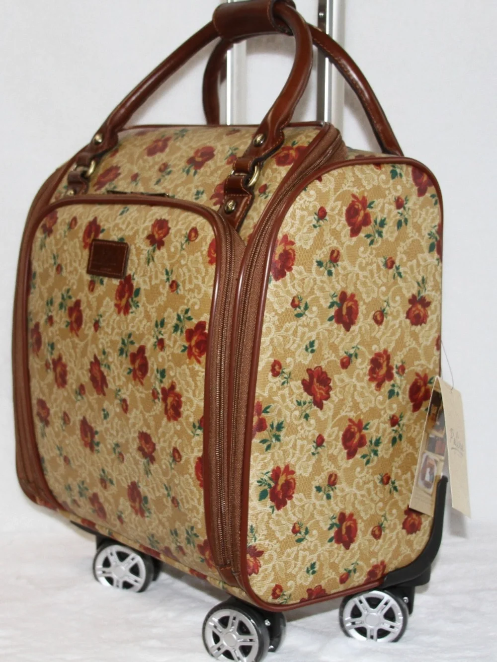 Patricia Nash Vitalia Underseater Trolley Luggage Suitcase Western Lace Rose NWT - Picture 5 of 7